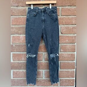 Rag & Bone 27 Nina High Rise black distressed jeans skinny